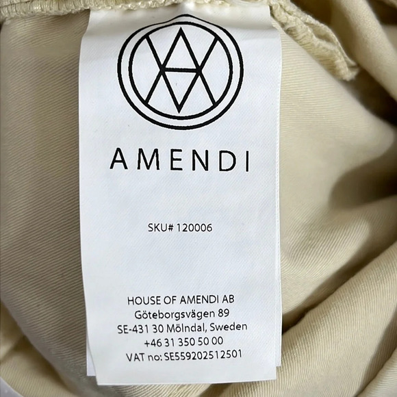 Amendi Gunnar in Light Beige Organic Cotton Pleat Front Button Fly Pants - Sz 34 - Picture 8 of 12